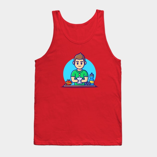 Gym And Fitness Trainer Cartoon Vector Icon Illustration Tank Top by Catalyst Labs